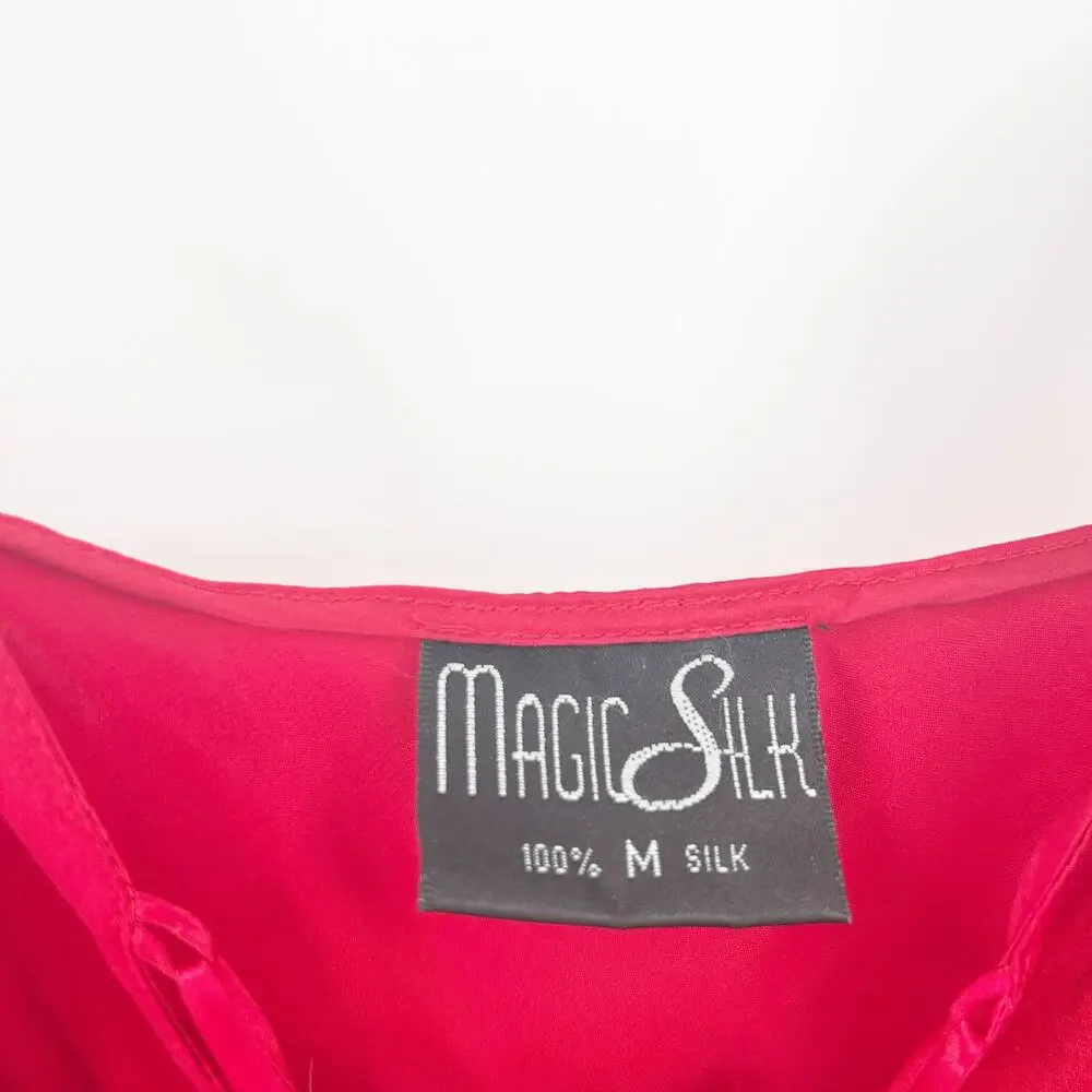 Magic Silk Womens Y2K Coquette 100% Silk Lace Up Cami Mini Slip Babydoll Dress M - Picture 3 of 7